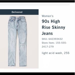 Abercrombie & Fitch 90s Skinny High Rise Jeans